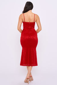 Floral Jacquard Lace Midi Dress