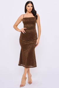 Floral Jacquard Lace Midi Dress