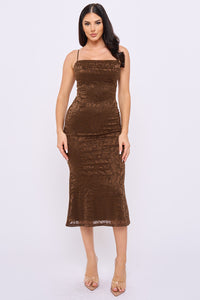Floral Jacquard Lace Midi Dress