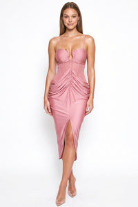 Ruched Bodycon Midi Dress