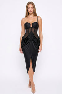 Ruched Bodycon Midi Dress