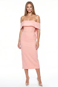 Bow Detail Off The Shoulder Midi Dress