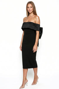 Bow Detail Off The Shoulder Midi Dress