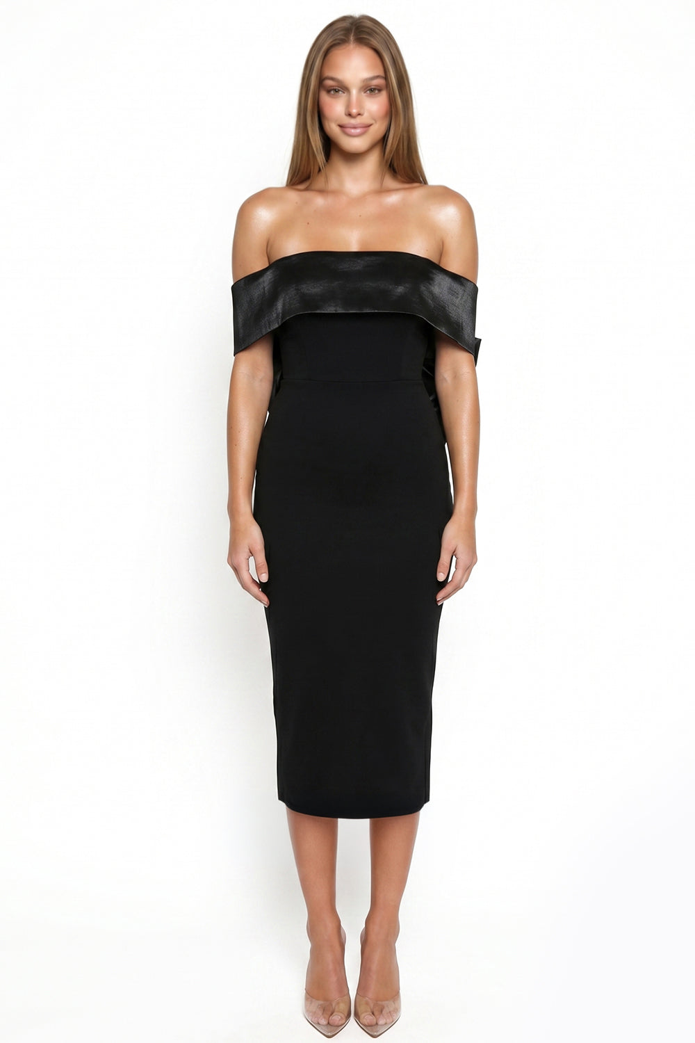 Bow Detail Off The Shoulder Midi Dress