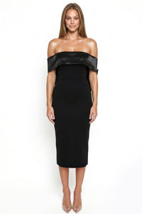 Bow Detail Off The Shoulder Midi Dress