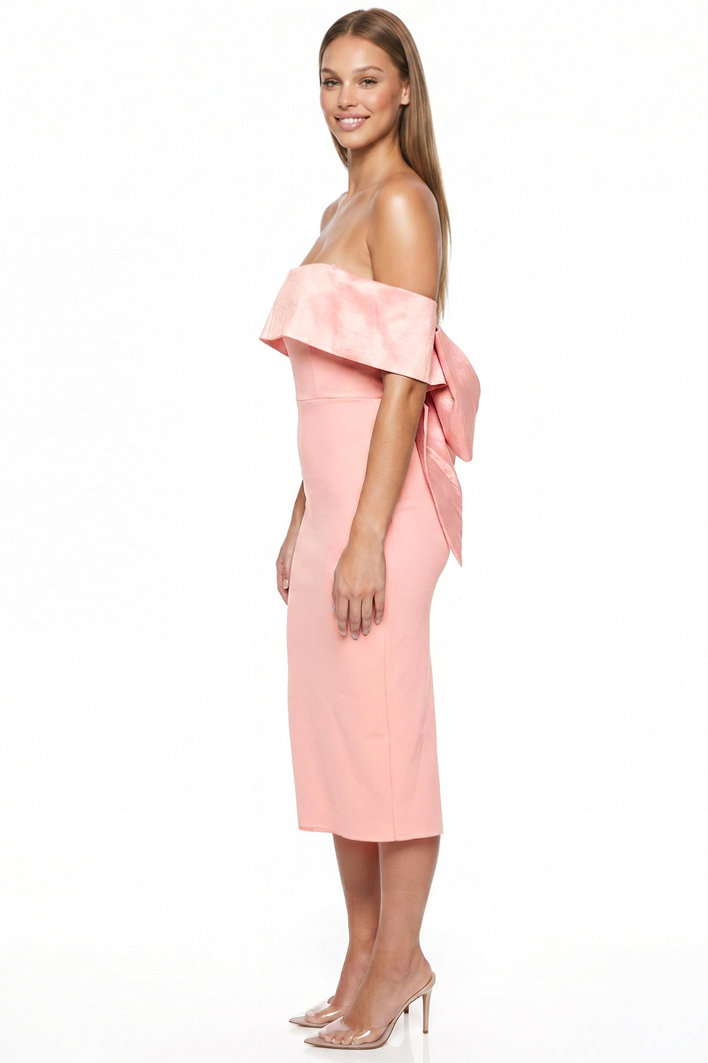 Bow Detail Off The Shoulder Midi Dress