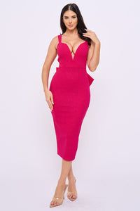 Glitter Bow With Cascading Ruffle Midi Dress