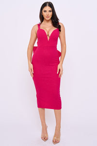 Glitter Bow With Cascading Ruffle Midi Dress