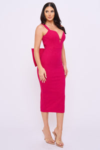 Glitter Bow With Cascading Ruffle Midi Dress