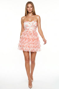 Floral Print Layered Ruffle Mini Dress