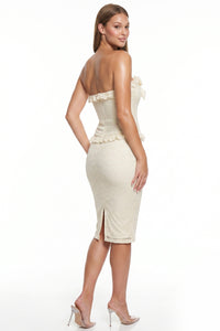Lace Bodice With Bow Midi Dress
