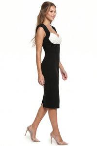 Chiffon Bust Detail Midi Dress