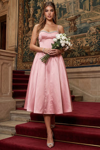 Jewel Trim Sweetheart Satin Midi Dress