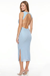 Rhinestone Wide Straps Midi Dress