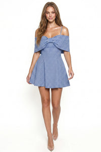 Gingham Off Shoulder Bow Mini Dress