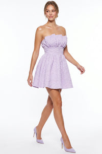 Rose Pattern Jacquard Flare Mini Dress