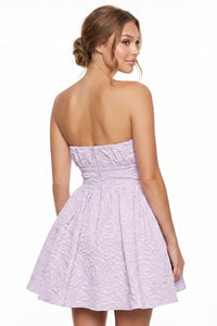 Rose Pattern Jacquard Flare Mini Dress