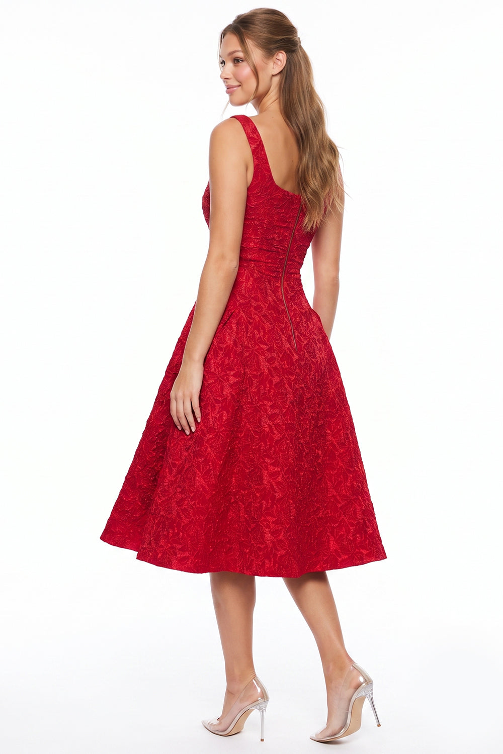 Jacquard Flare Midi Dress