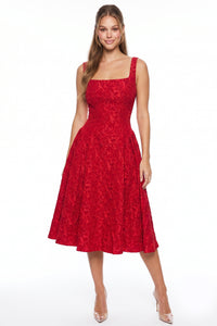 Jacquard Flare Midi Dress
