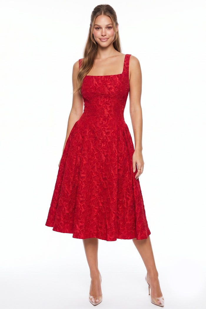 Jacquard Flare Midi Dress