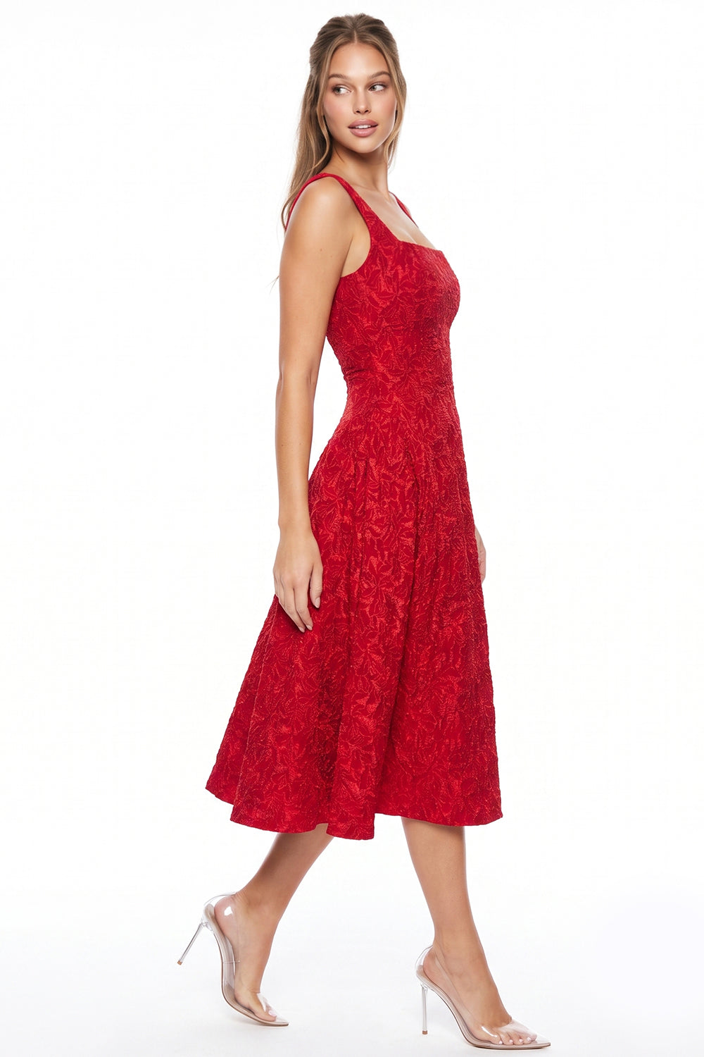 Jacquard Flare Midi Dress