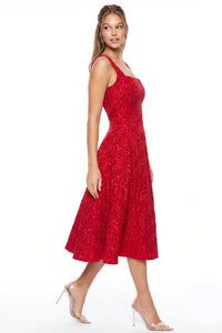 Jacquard Flare Midi Dress
