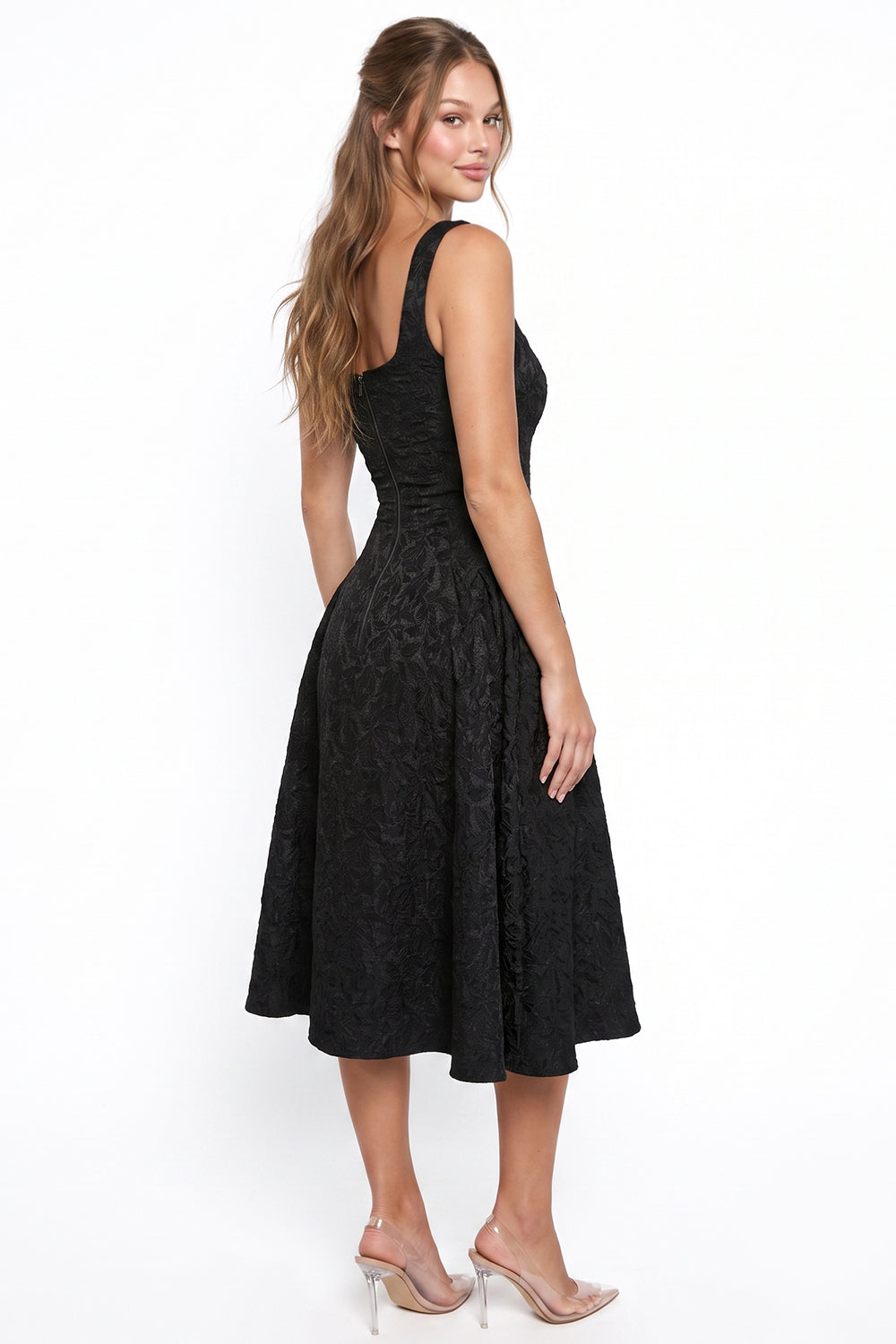Jacquard Flare Midi Dress