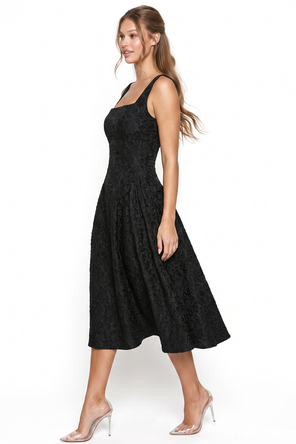Jacquard Flare Midi Dress