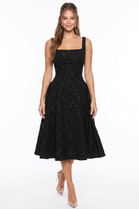 Jacquard Flare Midi Dress