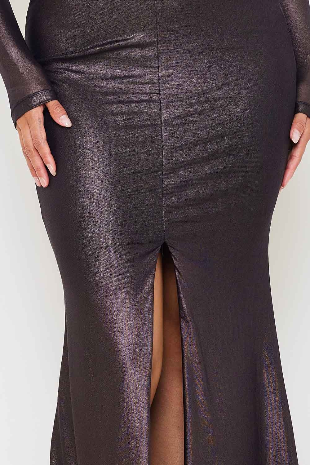 Symphony Dress - Metal Rhinestone Neck Strap Mesh Maxi Dress | Zezebe