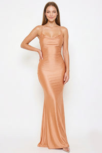 Basic Cowl Neck Slim Maxi Dress