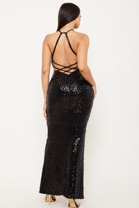 Symphony Dress - Sequin Halter Neck Mermaid Maxi Dress | Zezebe