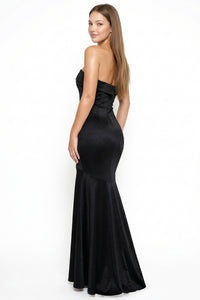 Metallic Satin Tube Top Mermaid Maxi Dress