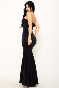 Symphony Dress - Metallic Satin Tube Top Mermaid Maxi Dress | Zezebe