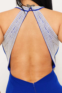 Pearl Back Halter Neck Mermaid Maxi Dress