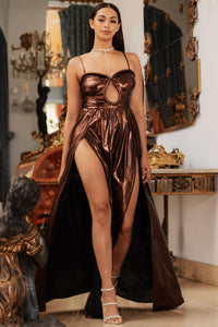 Symphony Dress - Foil Plunge Wired Bust Maxi Dress | Zezebe