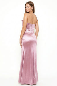 Glittered Satin Pleated Maxi Dress