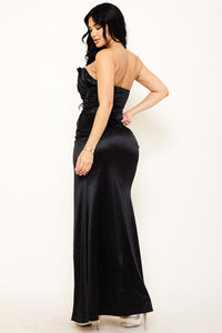 Symphony Dress - Glittered Satin Pleated Maxi Dress | Zezebe