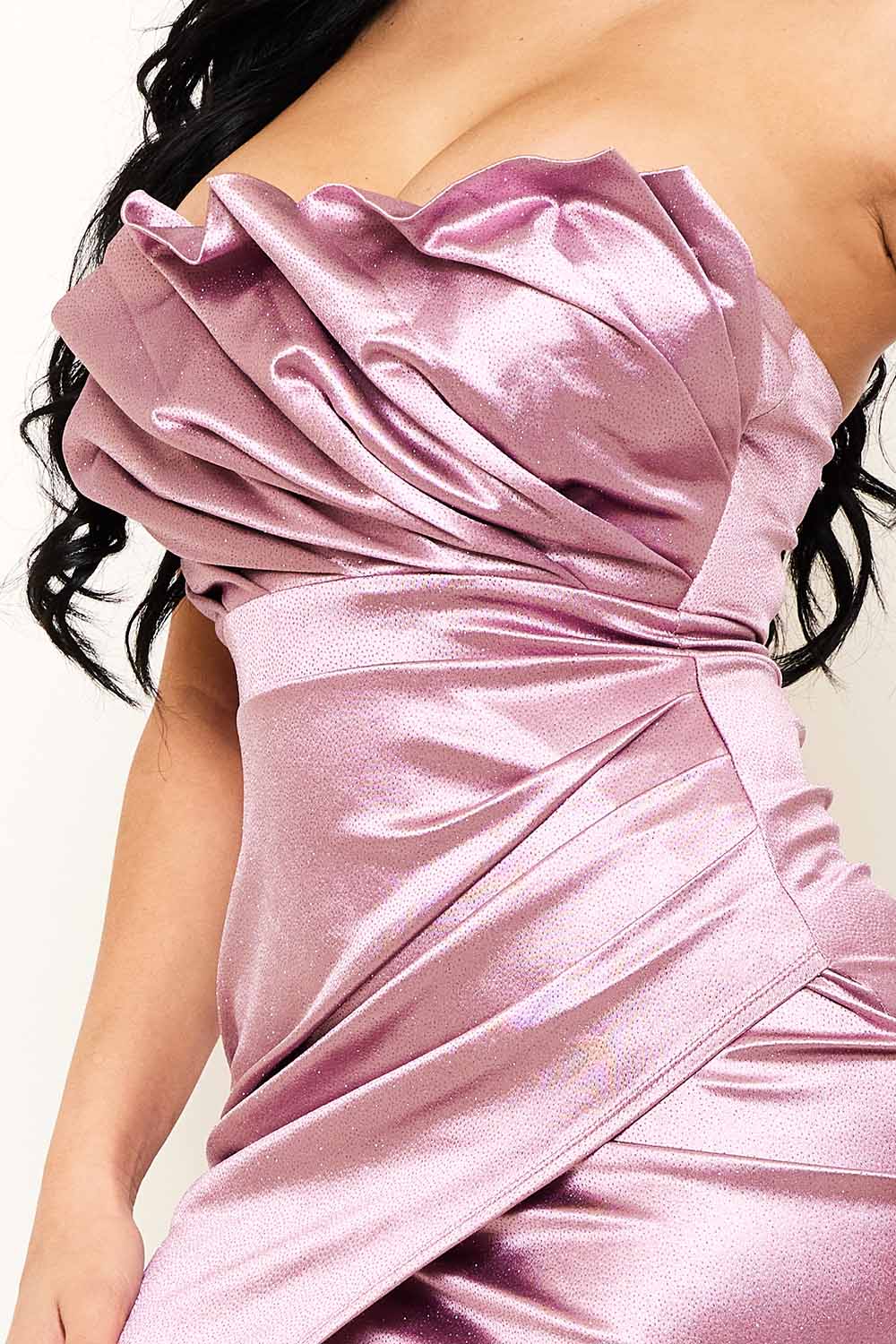 Symphony Dress - Glittered Satin Pleated Maxi Dress | Zezebe