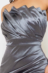 Symphony Dress - Glittered Satin Pleated Maxi Dress | Zezebe