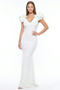 Glittered Ruffle Sleeve Maxi Dress