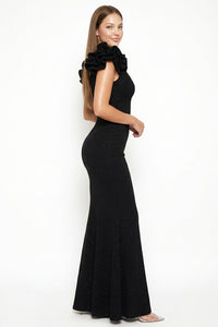 Glittered Ruffle Sleeve Maxi Dress
