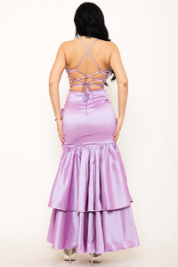 Symphony Dress - Taffeta Layered Ruffle Maxi Dress | Zezebe