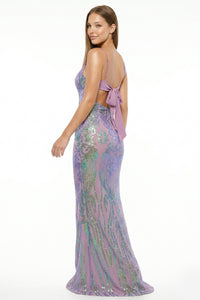 Floral Patterned Sequin Mesh Mermaid Maxi Dress