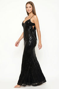Floral Patterned Sequin Mesh Mermaid Maxi Dress
