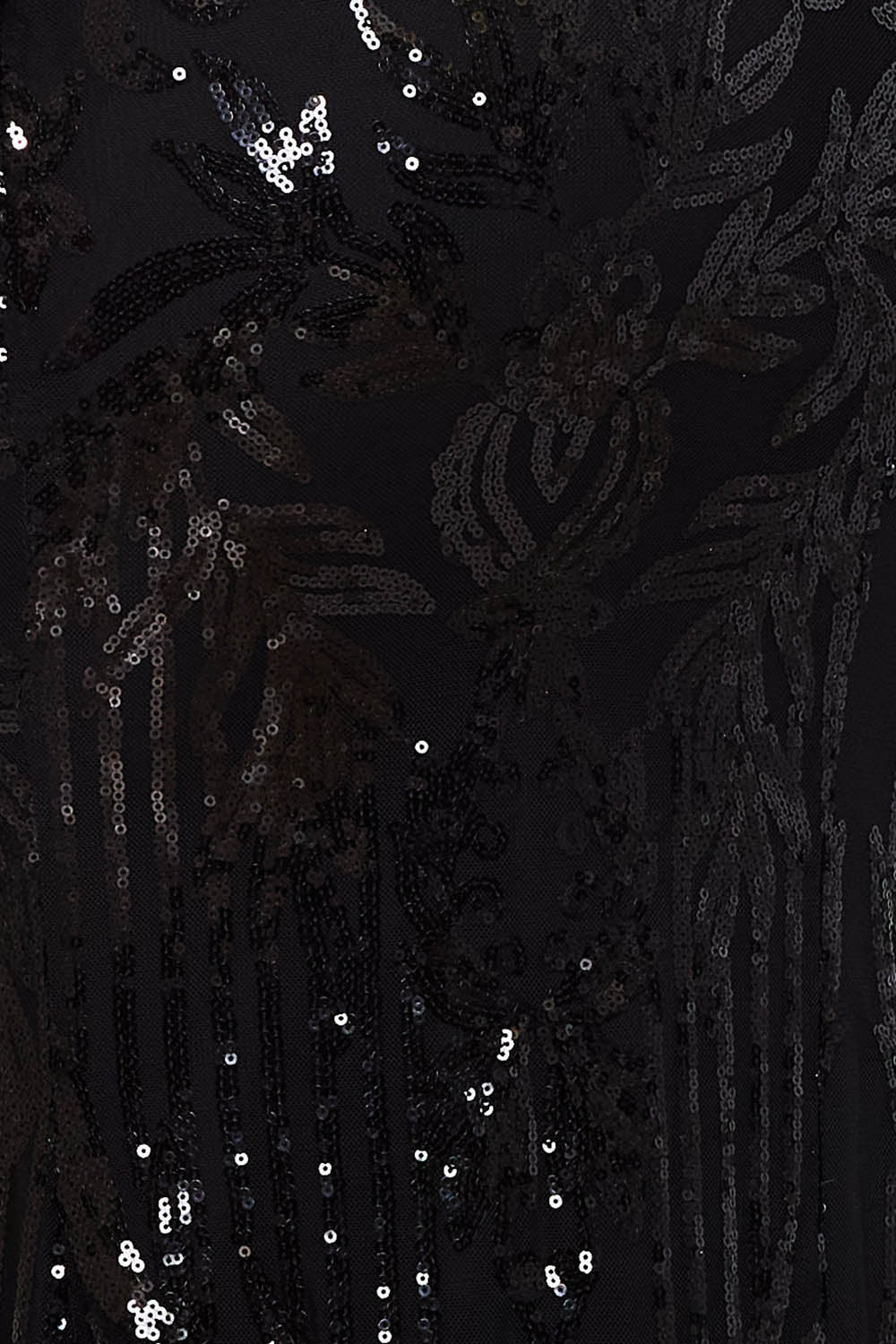 Floral Patterned Sequin Mesh Mermaid Maxi Dress