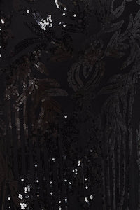 Floral Patterned Sequin Mesh Mermaid Maxi Dress
