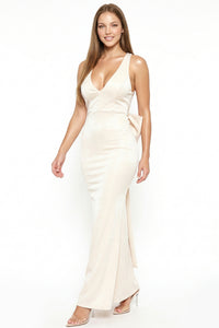 Metallic Big Bow Back Detail Maxi Dress