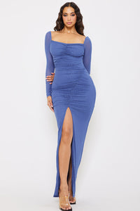 Symphony Dress - Rhinestone On Mesh Ruched Maxi Dress | Zezebe