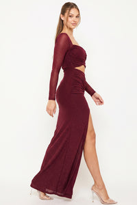 Power mesh With Glitter Maxi Dress